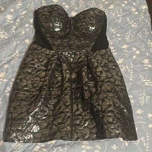 Bebe Black Strapless Bodycon Dress Sweetheart Neckline